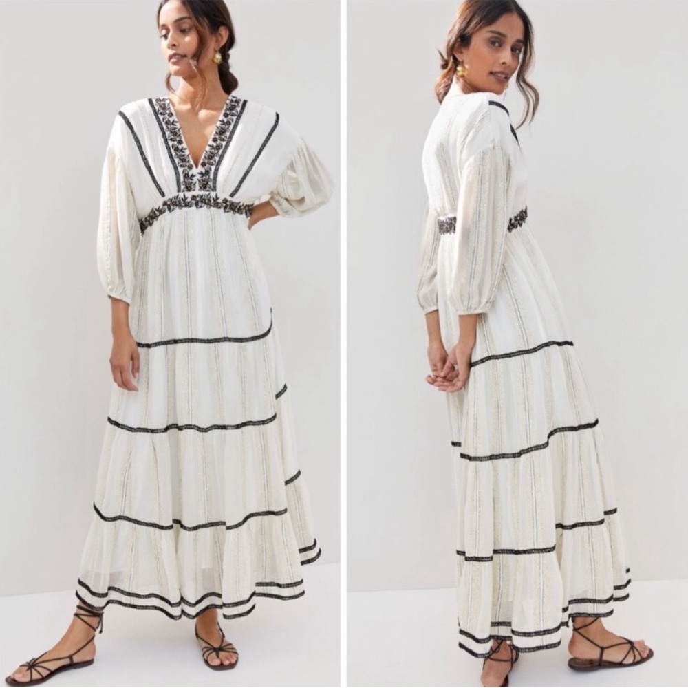 Anthropologie X Verb by Pallavi Singhee Sequin Embroidered Metallic Dress S NWT